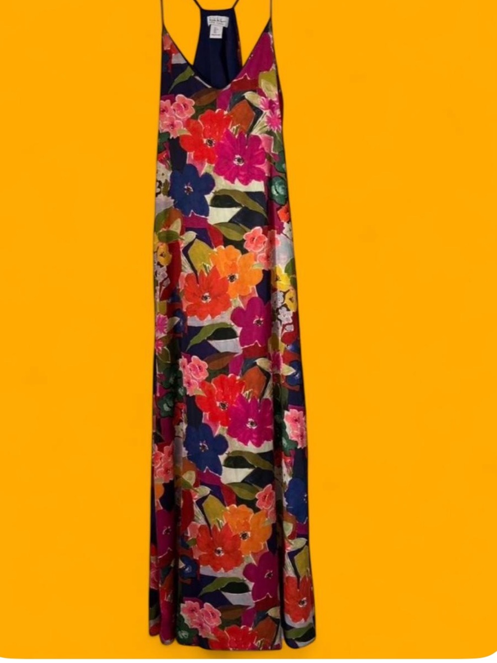 Nicole Miller Floral Maxi dress in Navy with Multicolor Flowers